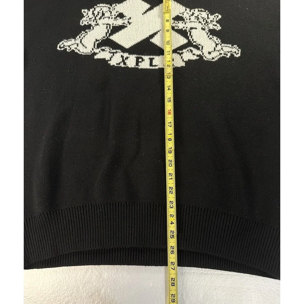 XPLR Mens Knit Cherub Sweater Medium Black White‎ Heavy Pullover